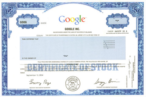 Google Share Certificate