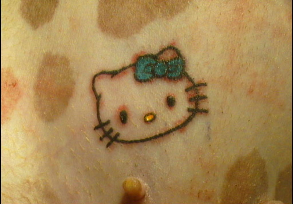 hello kitty tattoo designs. This dog has a Hello Kitty