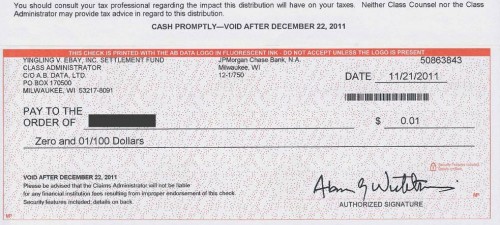 one cent check once cent check