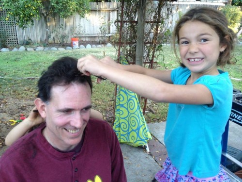 getting a haircut from my niece