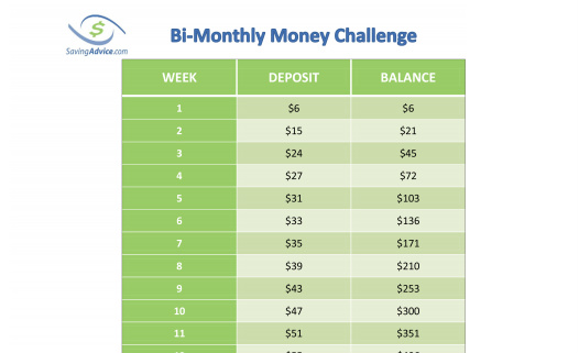 Monthly Money Saving Chart