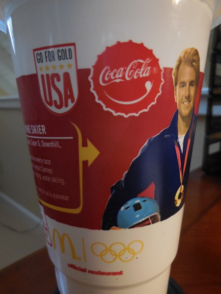 Olympic advertising on McDonald's drink cups