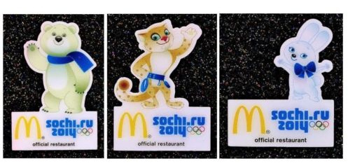 McDonald's Sochi Olympic official restaurant mascot pin set