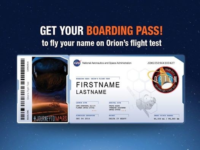 NASA Invites You to Send Your Name to Mars on the Orion Spacecraft