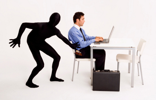 business man having his identity stolen