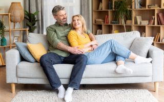 happy romantic middle aged couple