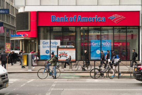 Front of Bank of America in New York City
