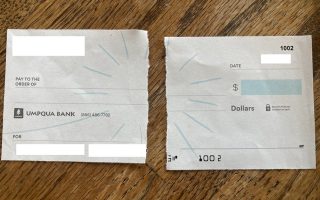 example of a ripped check form Umpqua bank