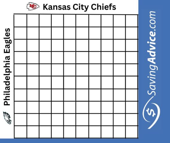 Free Printable Super Bowl Squares Chart For Super Bowl LVII