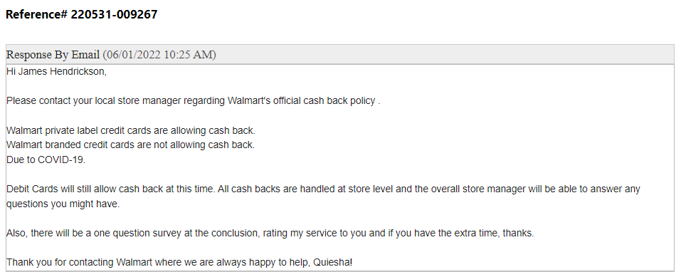 yes walmart does cash back