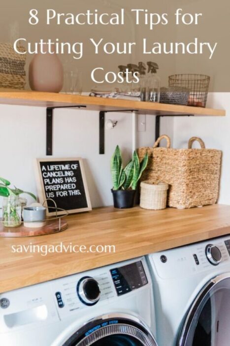 Washing machine and dryer with a wood counter over them