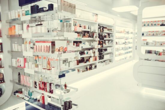 Make up area inside a pharmacy