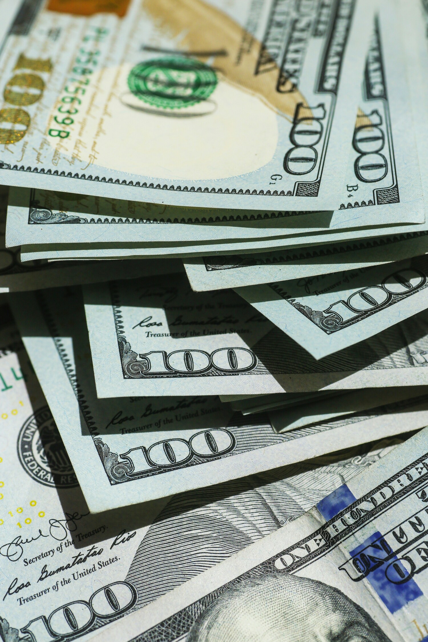 dollar bills, stack of money