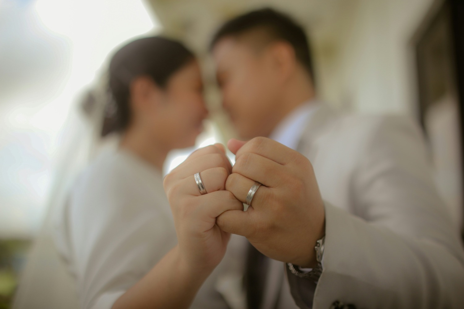 married couple holding hands, newlywed portrait