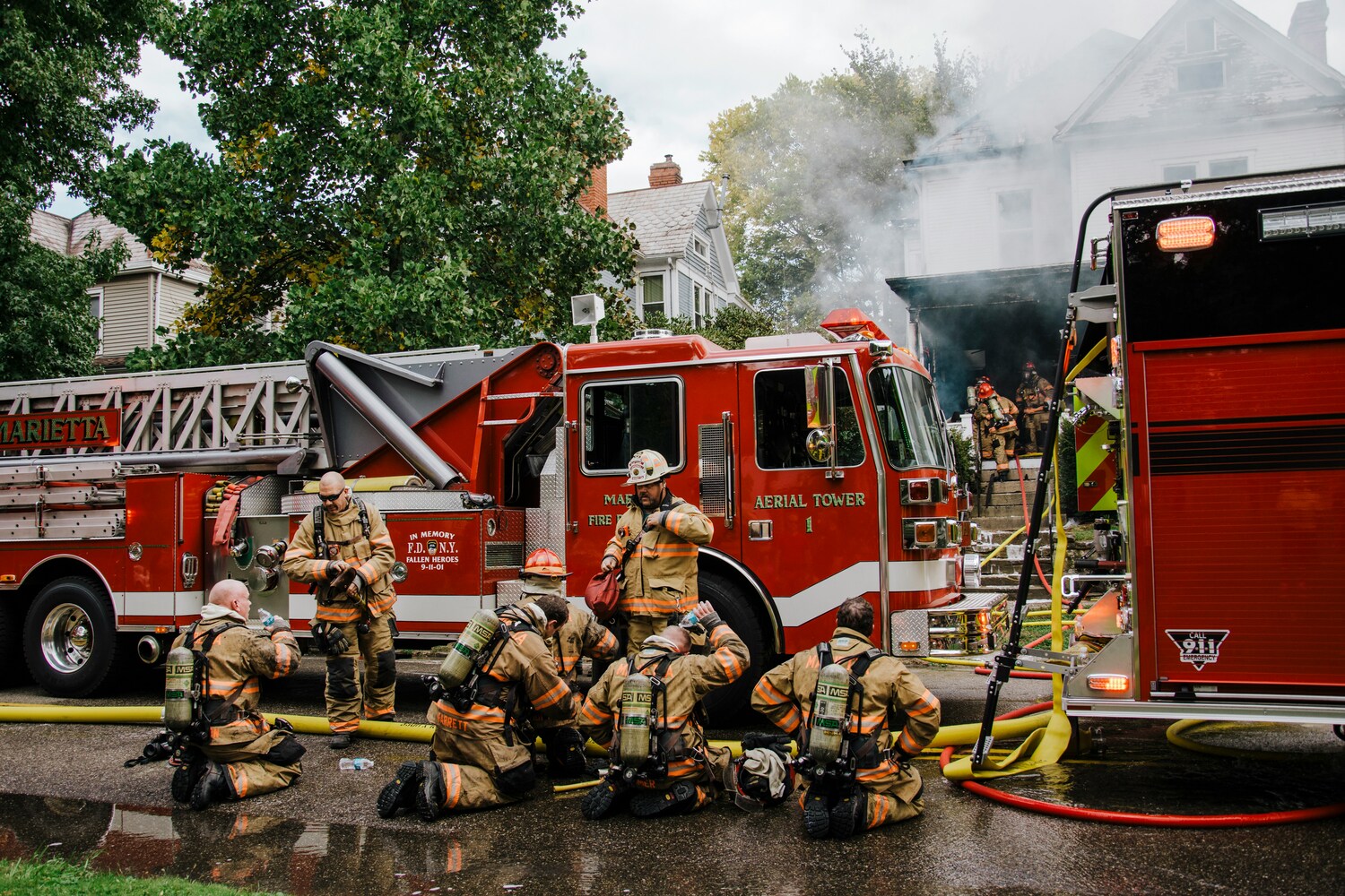 house fire, firefighters